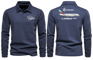 AIRBUS A380 EMIRATES LONG SLEEVE POLO